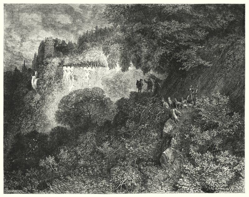 Tornerose; Tornerose (gravering) af Gustave Dore
