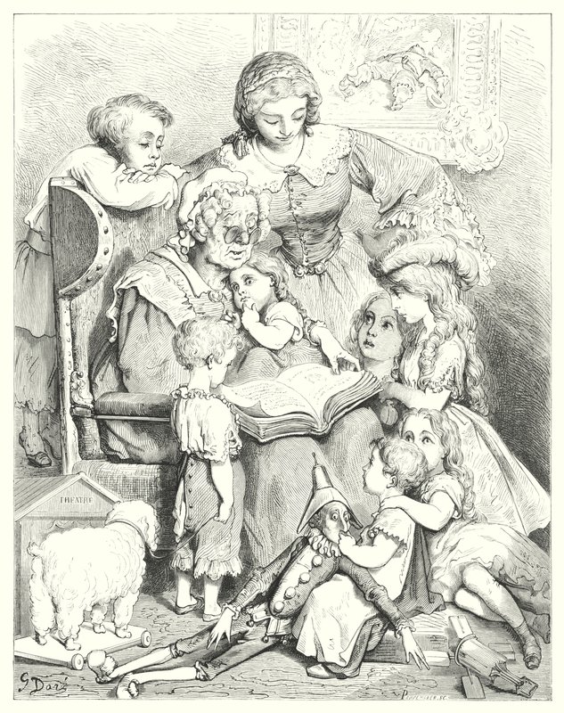 Familiefortælling (gravering) af Gustave Dore