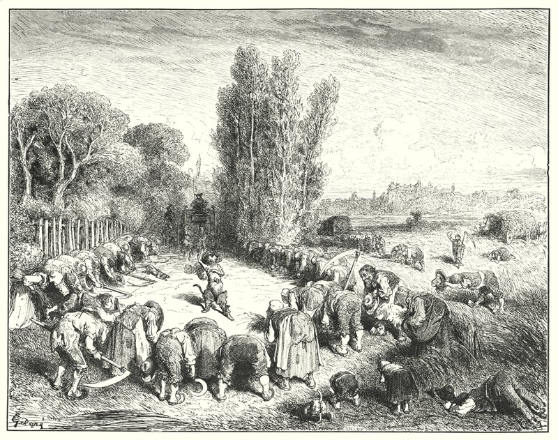 Mesterkatten eller pusset i støvler; Puss In Boots (gravering) af Gustave Dore
