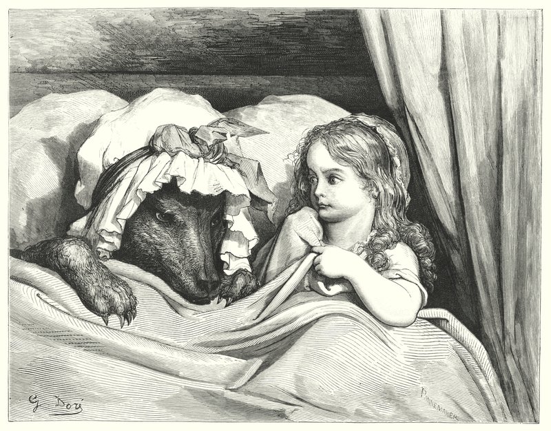 Le Petit Chaperon Rouge; Rødhætte (gravering) af Gustave Dore