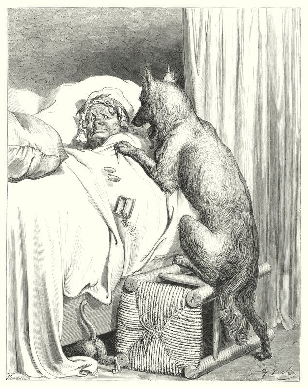 Le Petit Chaperon Rouge; Rødhætte (gravering) af Gustave Dore