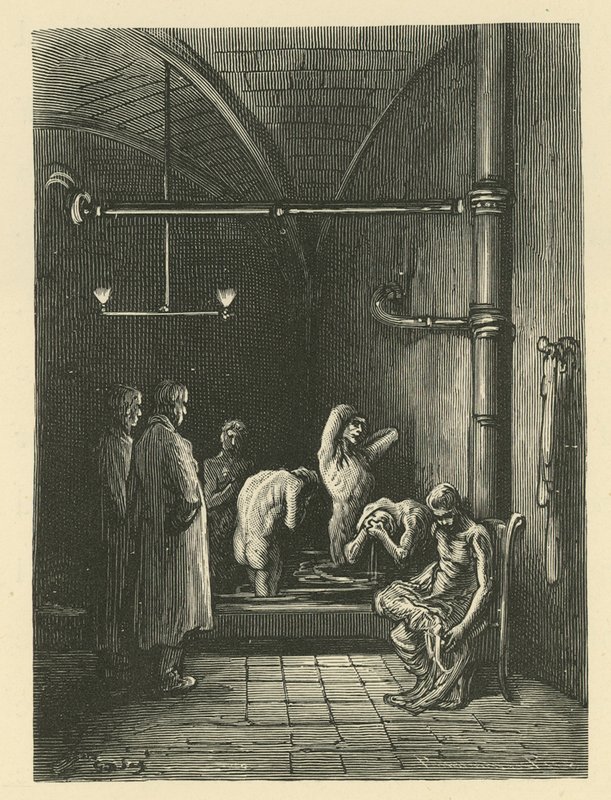 Mænd i badene i tilflugtsstedet af Gustave Dore