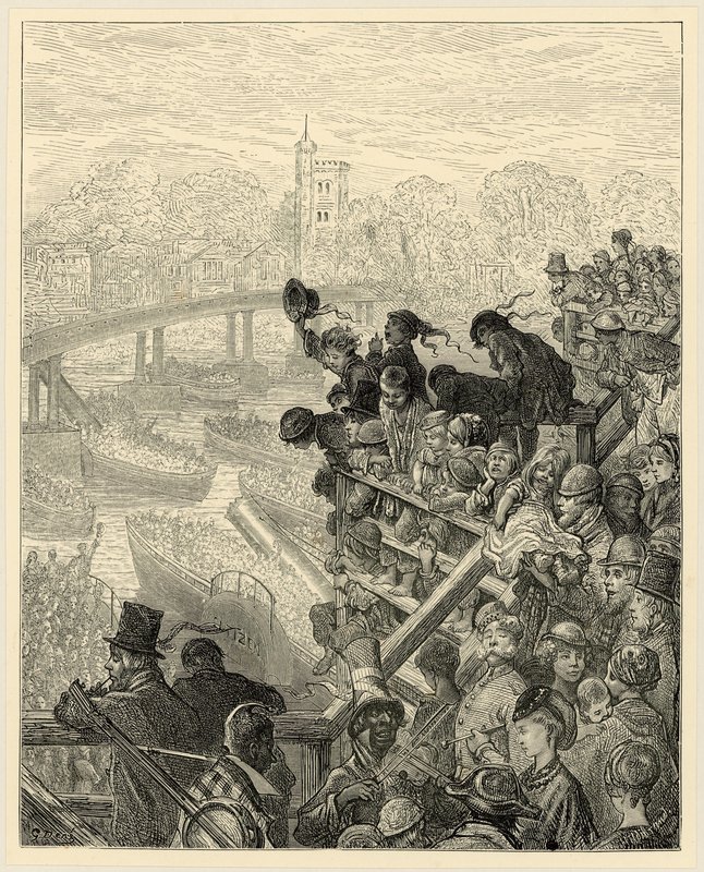 Oxford og Cambridge Boat Race, Putney af Gustave Dore