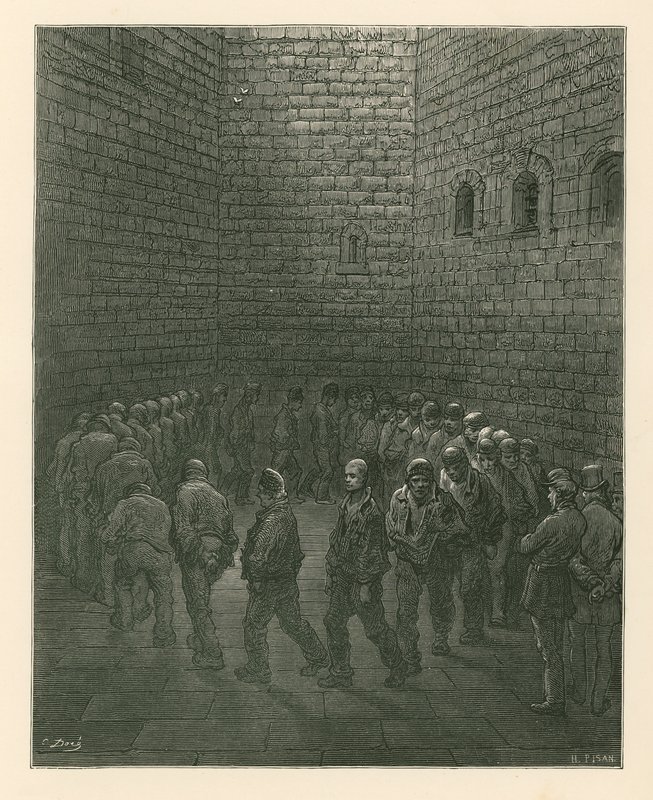 Fanger i Newgate Prison motionsgård af Gustave Dore