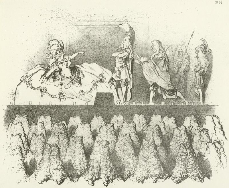 Racine optrådte for retten i Versailles 1695 (dybtryk) af Gustave Dore