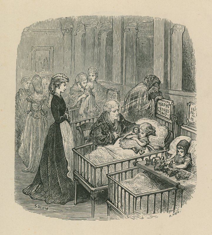 Scene fra et hospital i London af Gustave Dore