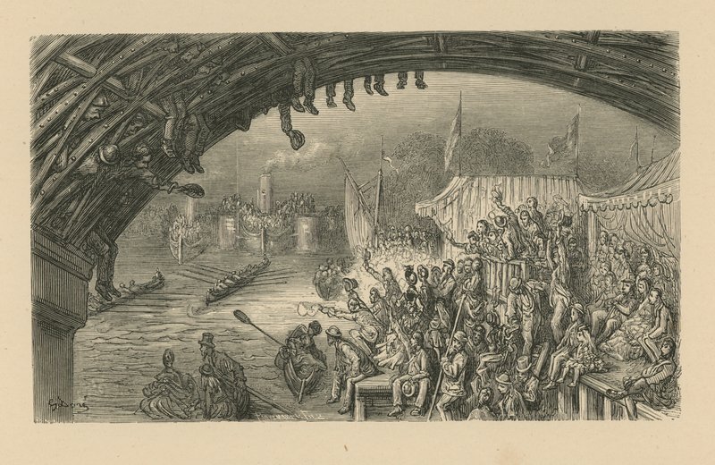 Tilskuere, der ser et bådkapløb af Gustave Dore