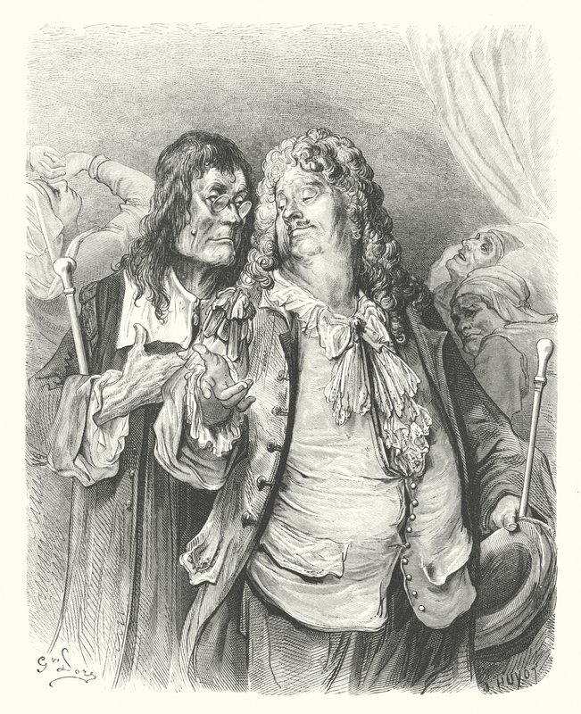 La Fontaines fabler: Lægerne (kobberstik) af Gustave Dore