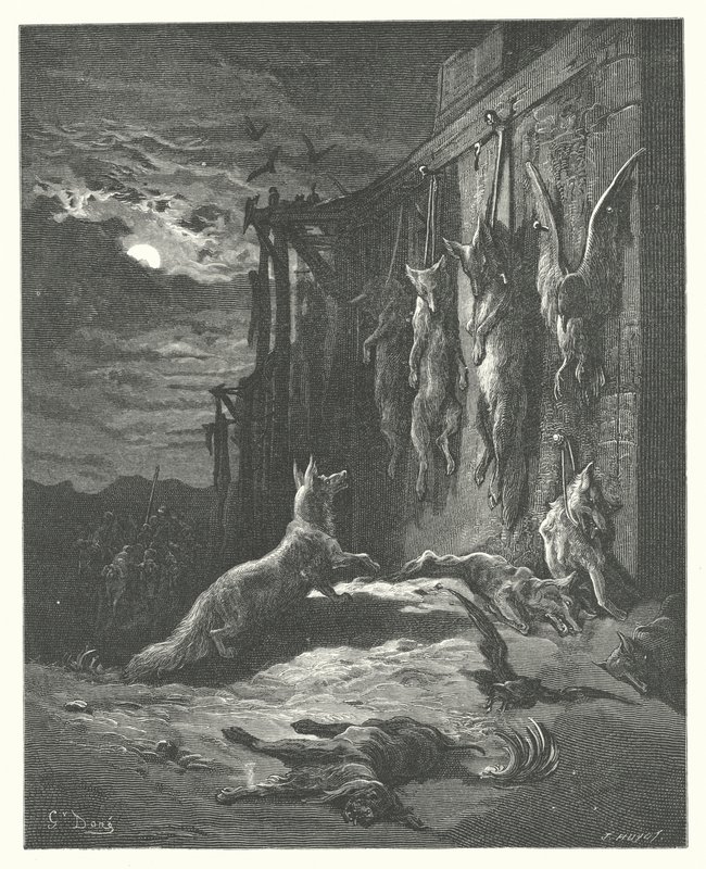 La Fontaines fabler: Den engelske ræv (kobberstik) af Gustave Dore