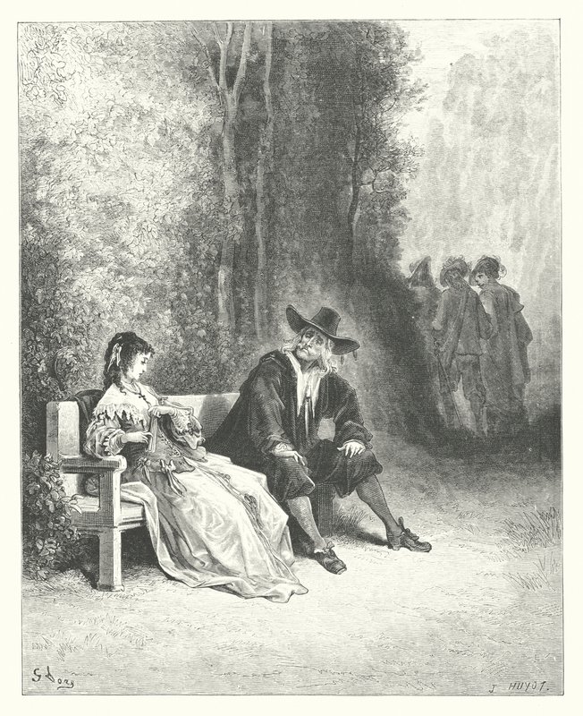 La Fontaines fabler: Jomfruen (kobberstik) af Gustave Dore