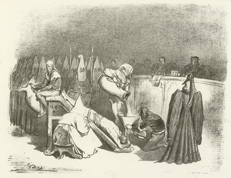 Inkvisitionen - Tortur ved vand (dybtryk) af Gustave Dore