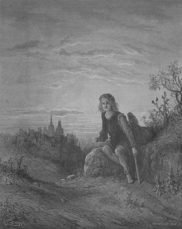Dick Whittington lytter til Highgate Bells af Gustave after Dore