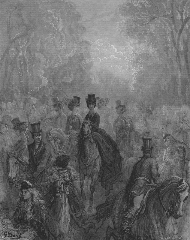 Hyde-Park, The Ladys Mile, Promenade Des Dames af Gustave after Dore
