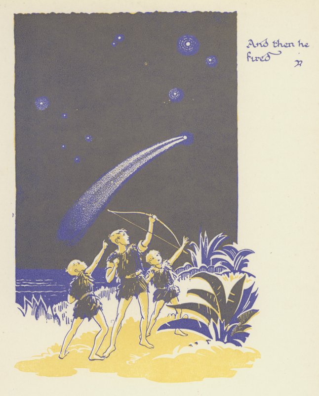 Peter Pan og Wendy: Og så skød han (farve litho) af Gwynedd M. Hudson