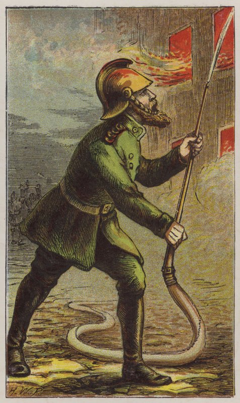 Brandmand (farve litho) af H.W. (after) Petherick