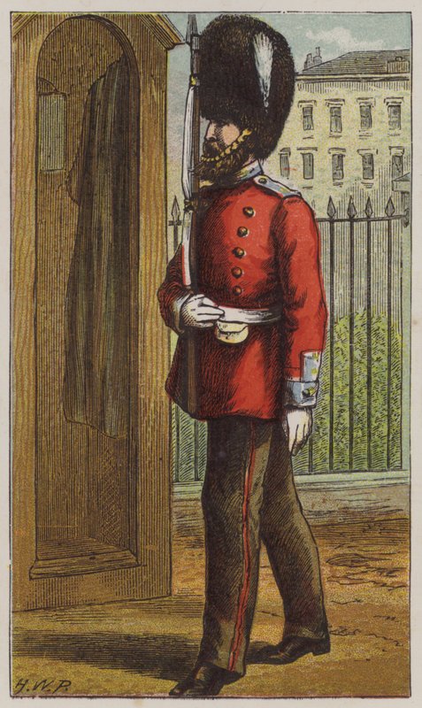 Grenadier (farve litho) af H.W. (after) Petherick