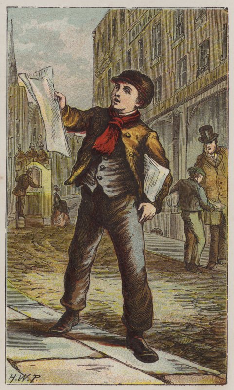 Avis dreng (farve litho) af H.W. (after) Petherick
