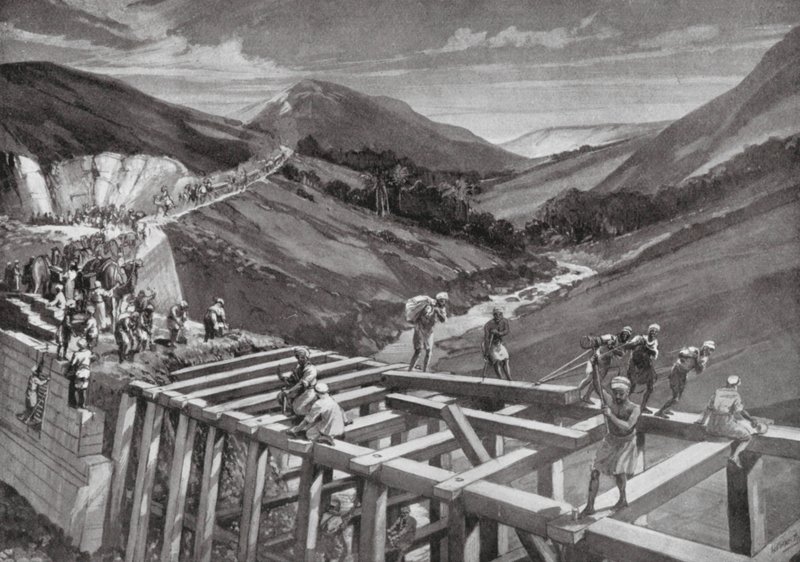 Dæmningen i Marib (litografi) af H. M. (after) Burton