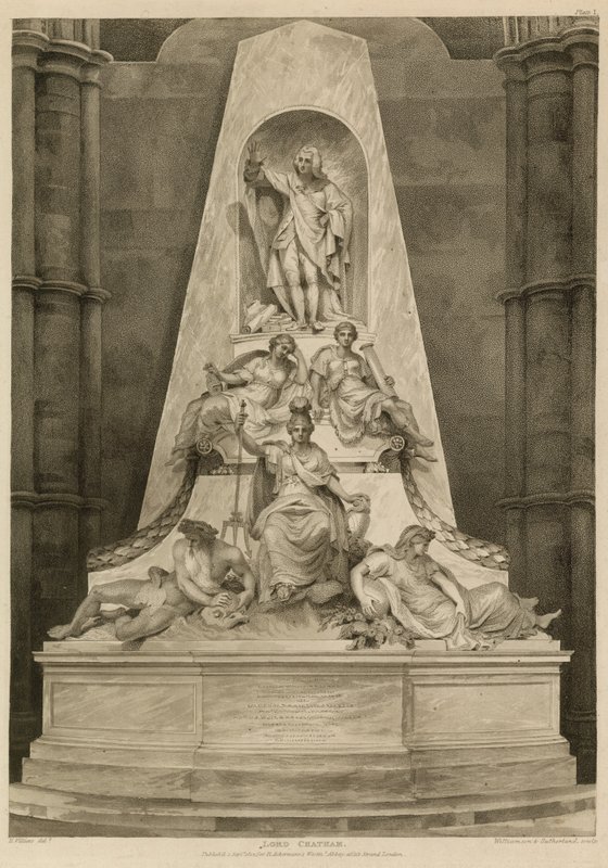 Monument til Lord Chatham ved Westminster Abbey, London af H. Villiers