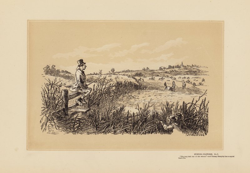 Jagtskitser, nr. 7, Tommy Dumpty (kobberstik) af Hablot Knight (1815 92) Browne