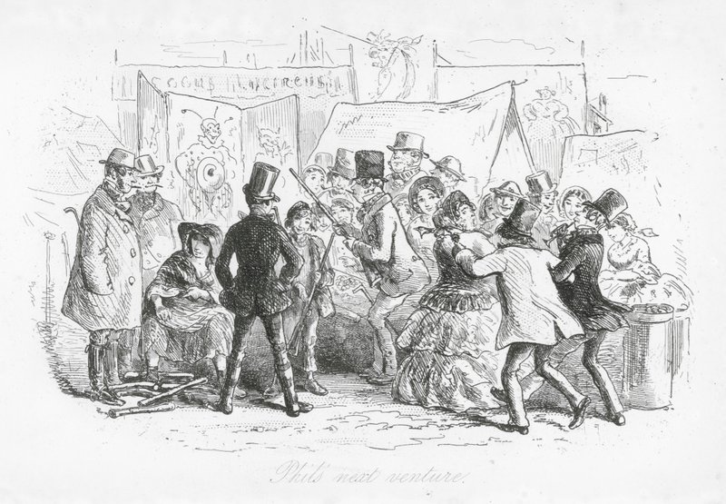 Londons gader: Phils næste vovestykke (gravering) af Hablot Knight (1815 92) Browne