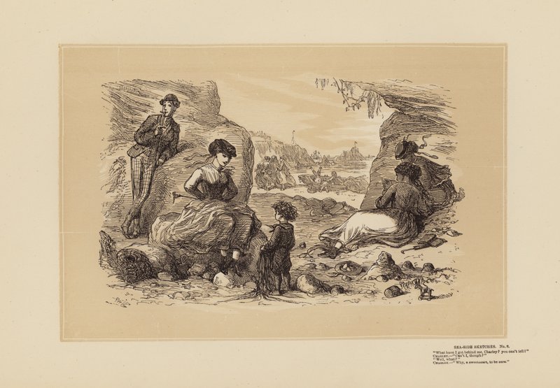 Sea-Side Sketches, No 6, Not a Bad Guess (gravering) af Hablot Knight (1815 92) Browne