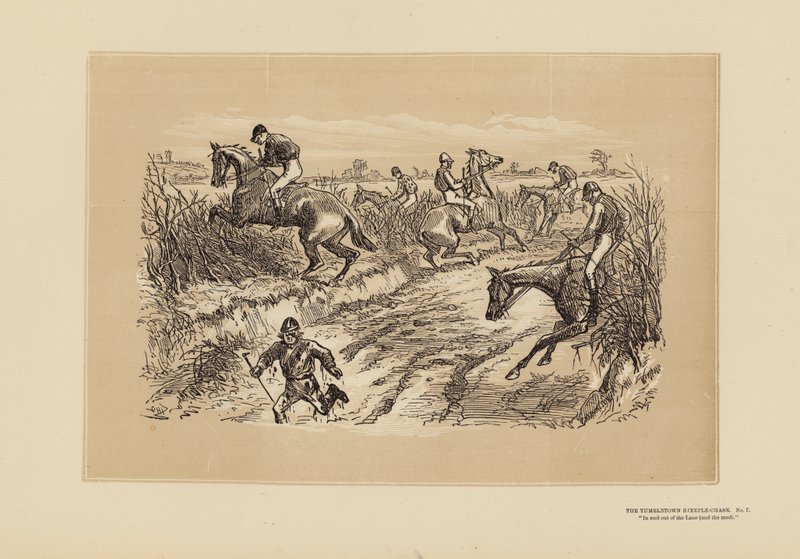 Tumbletown Steeple-Chase, nr. 7, The Lane (kobberstik) af Hablot Knight (1815 92) Browne