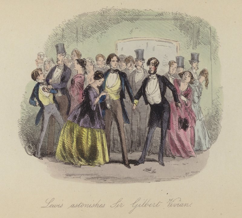 Illustration til Lewis Arundel eller The Railroad of Life af Frank E Smedley (farvet gravering) af after Hablot Knight Browne
