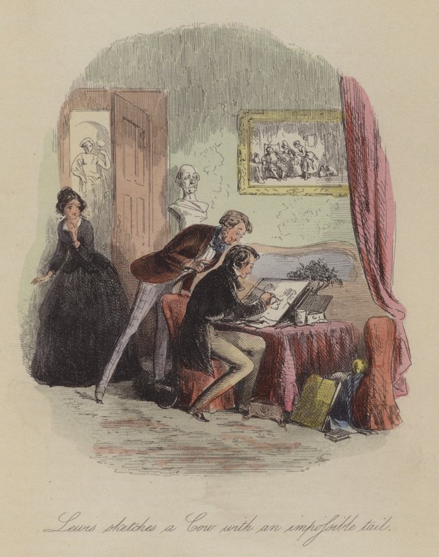 Illustration til Lewis Arundel eller The Railroad of Life af Frank E Smedley (farvet gravering) af after Hablot Knight Browne