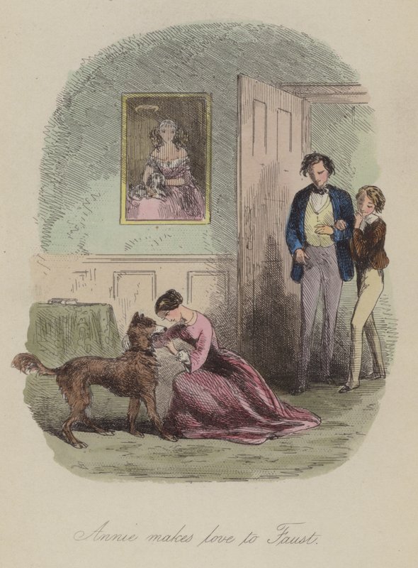 Illustration til Lewis Arundel eller The Railroad of Life af Frank E Smedley (farvet gravering) af after Hablot Knight Browne