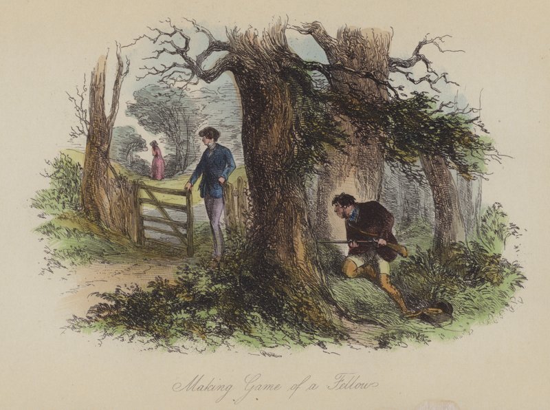 Illustration til Lewis Arundel eller The Railroad of Life af Frank E Smedley (farvet gravering) af after Hablot Knight Browne
