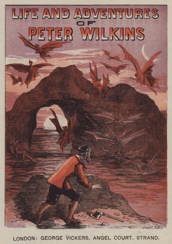 Liv og eventyr af Peter Wilkins (farve litho) af after Hablot Knight Browne
