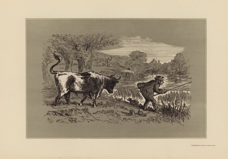 Lystfiskerskitser, nr. 1, Kig bagud (stik) af Hablot Knight (1815 92) Browne