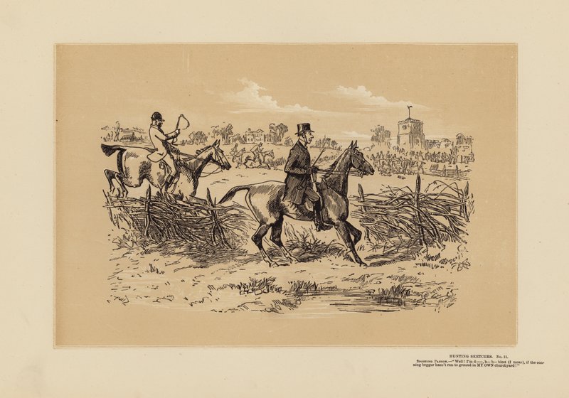 Jagtskitser, nr. 11, En sportslig præst (kobberstik) af Hablot Knight (1815 92) Browne