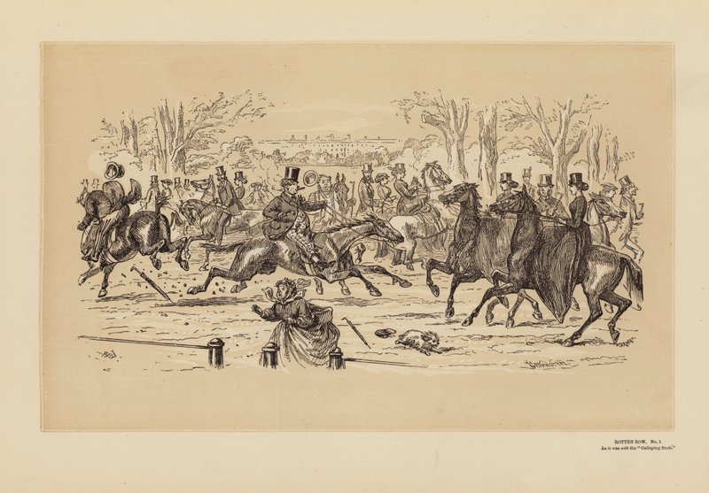 Rotten Row, nr. 1, som den var (gravering) af Hablot Knight (1815 92) Browne