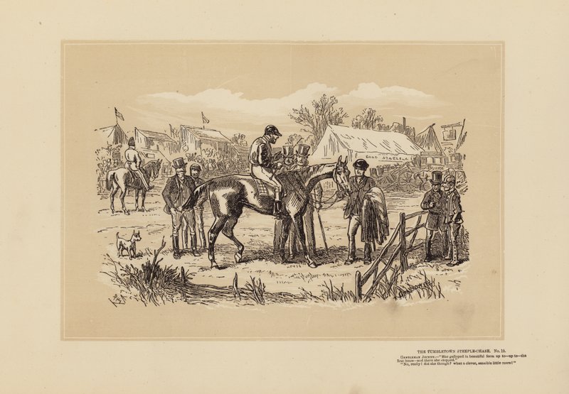 Tumbletown Steeple-Chase, nr. 12, efter løbet (kobberstik) af Hablot Knight (1815 92) Browne