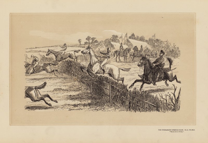 Tumbletown Steeple-Chase, nr. 2, starten (kobberstik) af Hablot Knight (1815 92) Browne
