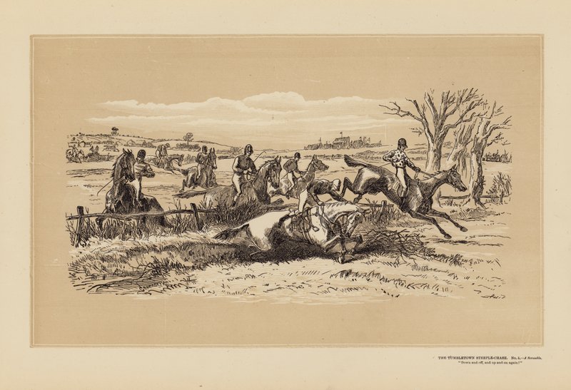 The Tumbletown Steeple-Chase, nr. 5, A Scramble (kobberstik) af Hablot Knight (1815 92) Browne