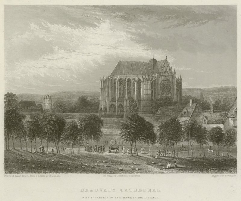 Beauvais-katedralen med kirken St Etienne i det fjerne af Hablot Knight Browne