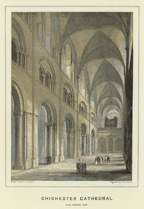 Chichester Cathedral, skib mod øst af Hablot Knight Browne