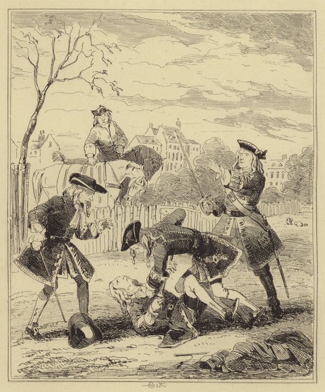 Duel mellem Lord Mahon og hertugen af Hamilton af Hablot Knight Browne