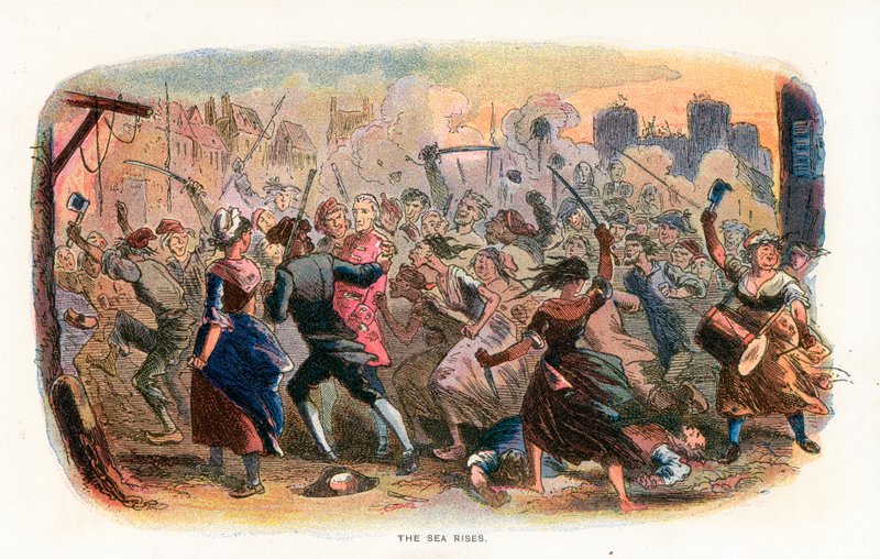 Illustration til En fortælling om to byer af Hablot Knight Browne