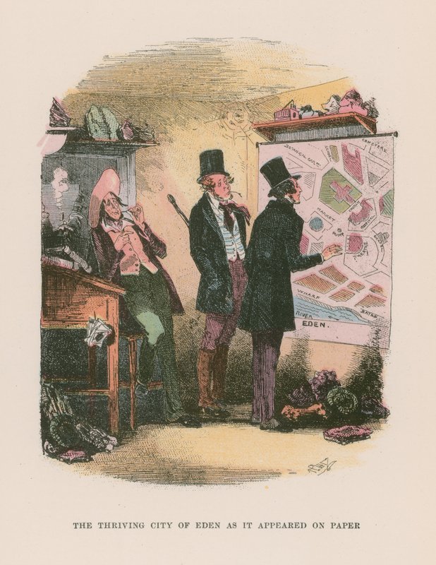 Illustration til Martin Chuzzlewit af Hablot Knight Browne