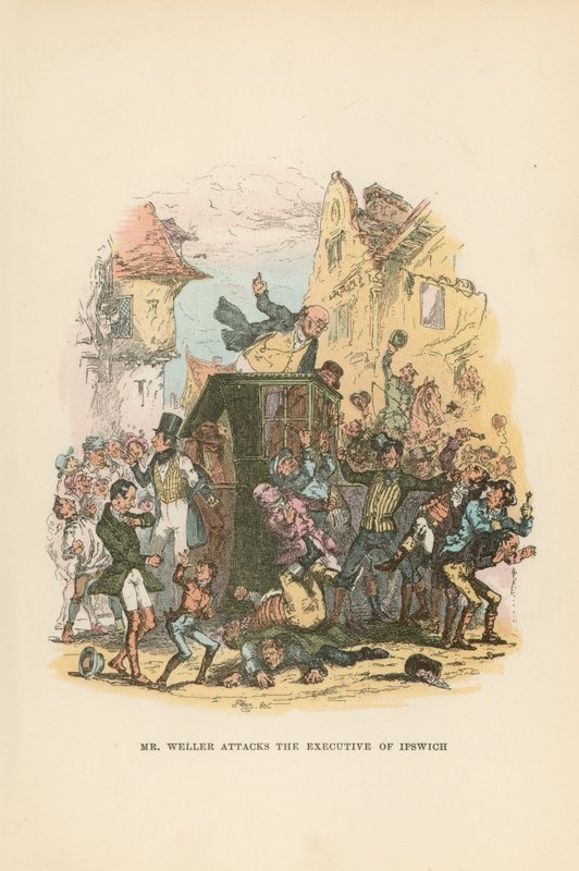 Illustration til Pickwick Papers af Hablot Knight Browne