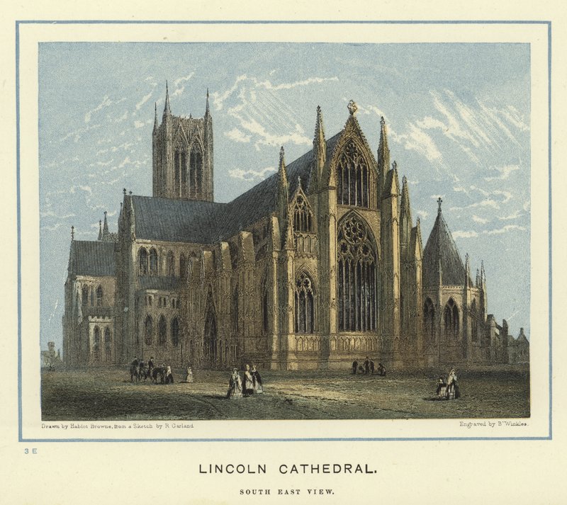 Lincoln Cathedral, udsigt mod sydøst af Hablot Knight Browne