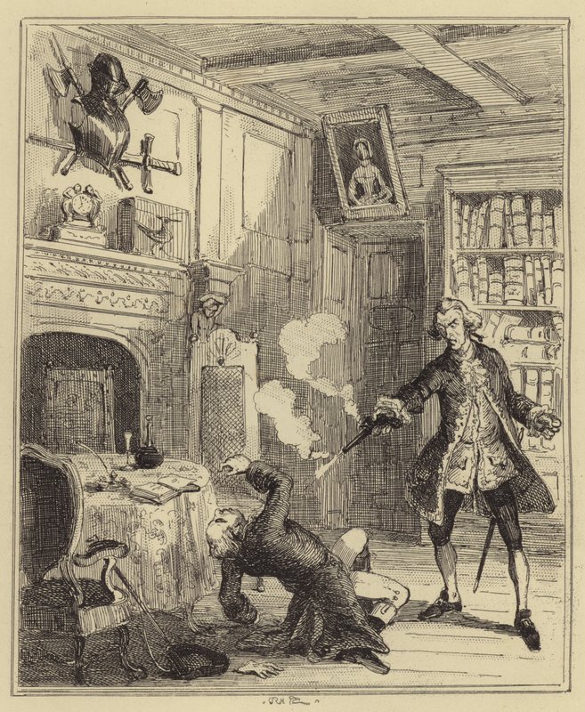 Lord Ferrers skyder sin steward af Hablot Knight Browne