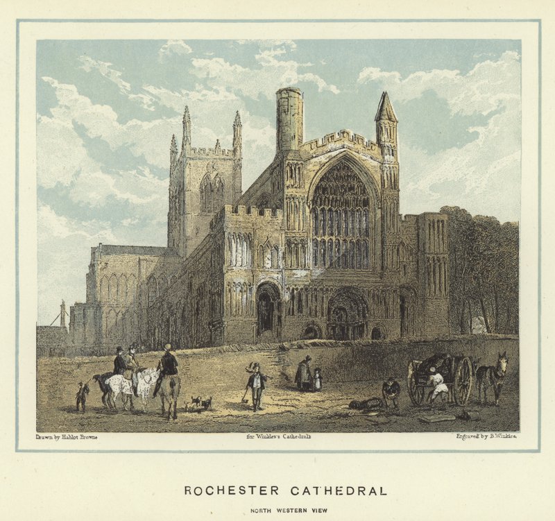 Rochester Cathedral, nordvestlig udsigt af Hablot Knight Browne