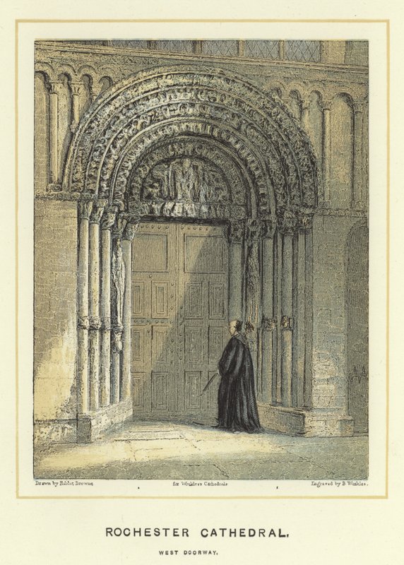 Rochester Cathedral, vestlig døråbning af Hablot Knight Browne