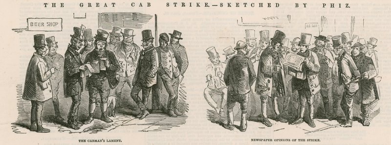The Great Cab Strike - skitser af Phiz af Hablot Knight Browne