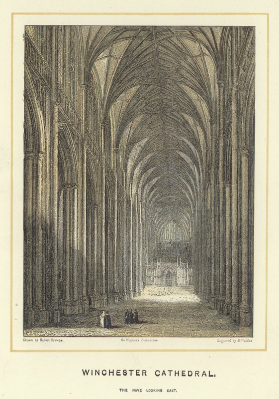 Winchester Cathedral, skibet ser mod øst af Hablot Knight Browne